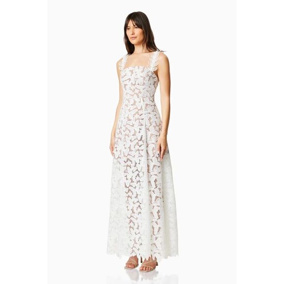 ELLIATT Symi Lace Maxi Dress In White Bridal Bachelorette 👗size S NWT$448 - Picture 8 of 13